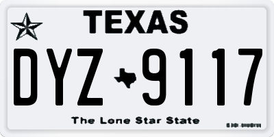 TX license plate DYZ9117
