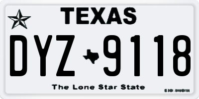 TX license plate DYZ9118