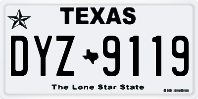 TX license plate DYZ9119