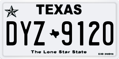 TX license plate DYZ9120