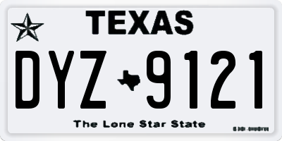 TX license plate DYZ9121