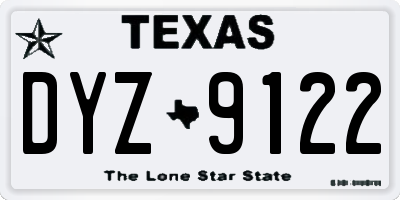 TX license plate DYZ9122