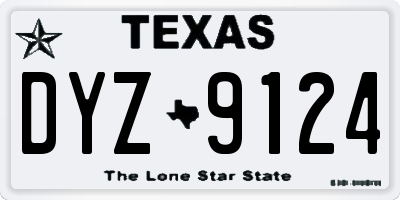 TX license plate DYZ9124