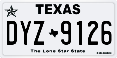TX license plate DYZ9126