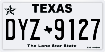 TX license plate DYZ9127