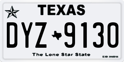 TX license plate DYZ9130