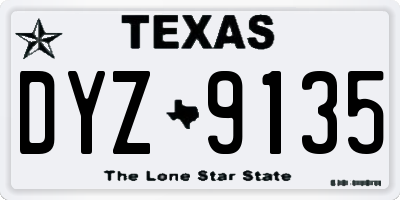 TX license plate DYZ9135