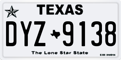 TX license plate DYZ9138
