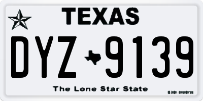 TX license plate DYZ9139