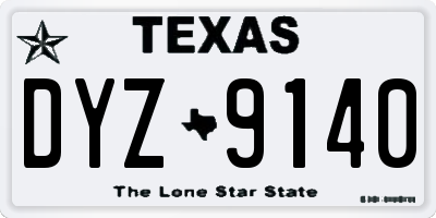 TX license plate DYZ9140