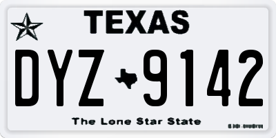 TX license plate DYZ9142