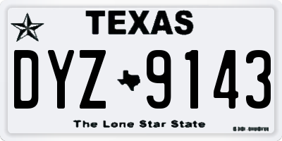 TX license plate DYZ9143