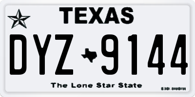 TX license plate DYZ9144