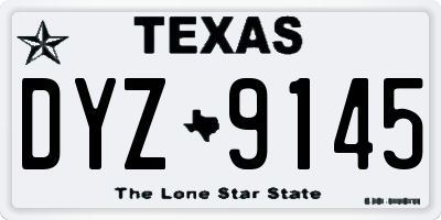 TX license plate DYZ9145
