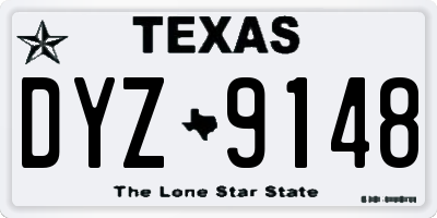 TX license plate DYZ9148
