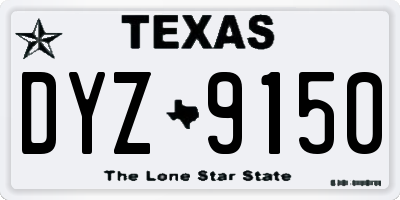 TX license plate DYZ9150