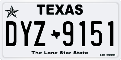 TX license plate DYZ9151