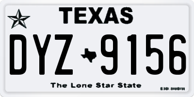 TX license plate DYZ9156