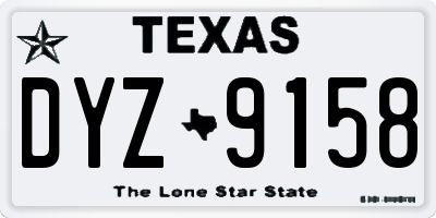 TX license plate DYZ9158