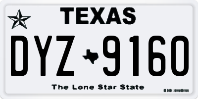 TX license plate DYZ9160