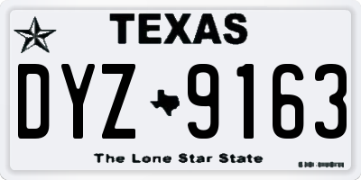TX license plate DYZ9163