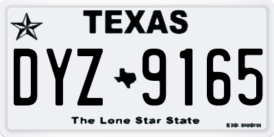 TX license plate DYZ9165