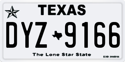 TX license plate DYZ9166