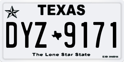 TX license plate DYZ9171