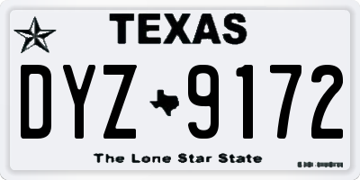TX license plate DYZ9172