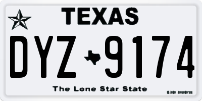 TX license plate DYZ9174