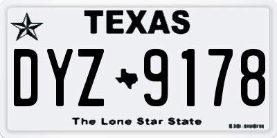 TX license plate DYZ9178