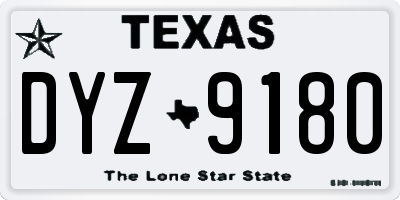 TX license plate DYZ9180