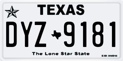 TX license plate DYZ9181
