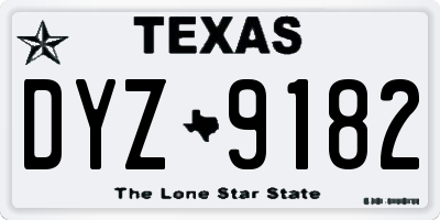 TX license plate DYZ9182
