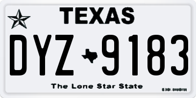 TX license plate DYZ9183