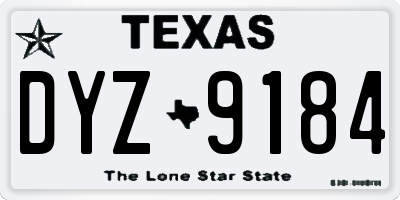 TX license plate DYZ9184