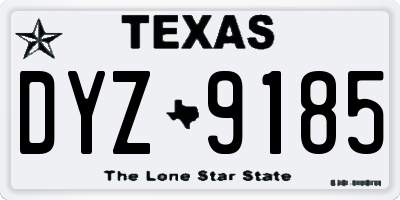 TX license plate DYZ9185