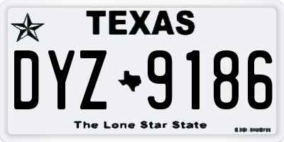 TX license plate DYZ9186