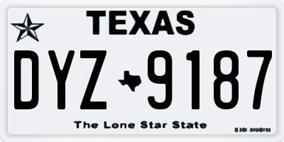 TX license plate DYZ9187