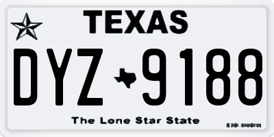 TX license plate DYZ9188