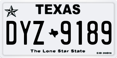 TX license plate DYZ9189
