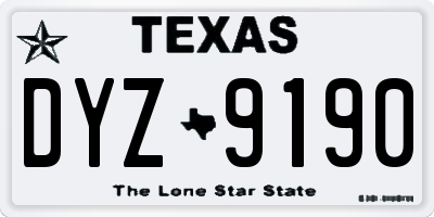 TX license plate DYZ9190