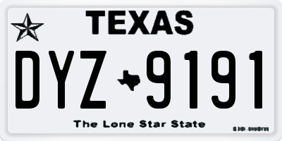 TX license plate DYZ9191