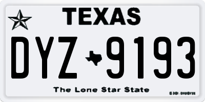 TX license plate DYZ9193