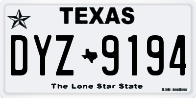 TX license plate DYZ9194