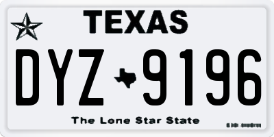 TX license plate DYZ9196