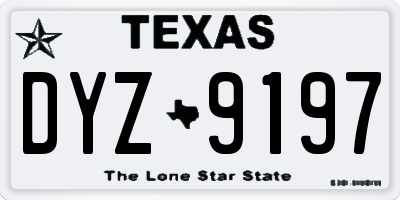 TX license plate DYZ9197