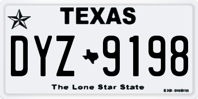 TX license plate DYZ9198