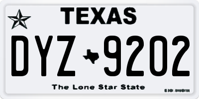TX license plate DYZ9202