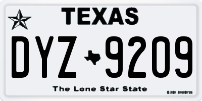 TX license plate DYZ9209